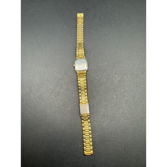 Vintage Seiko 2B31-5000 Gold Dial Lady Quartz Square Watch Japan Gold Tone main image 6